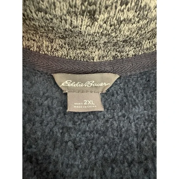 Eddie Bauer Men's Size 2XL Blue Pullover Sweater Quarter Zip Knit Sweatshirt - Picture 4 of 7